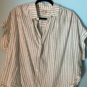 Madewell Green/White Stripe Courier Shirt